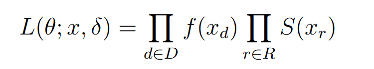 Likelihood formula with right-censored data